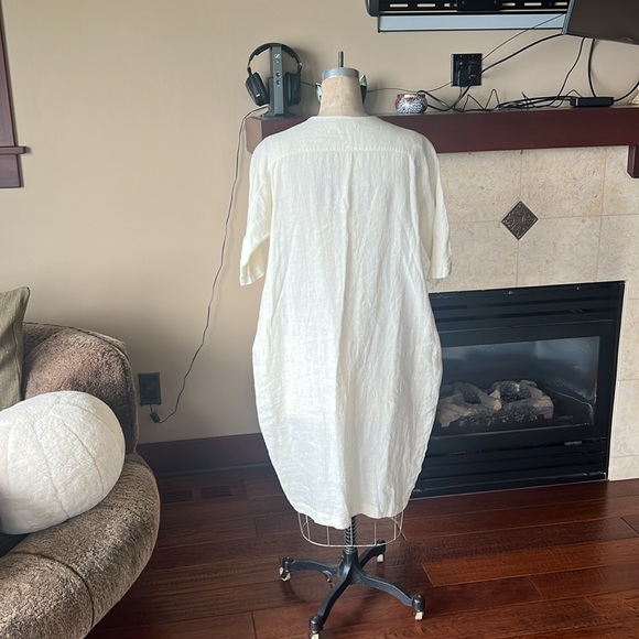 Black Crane Linen Cocoon Dress w pockets - Picture 7 of 12